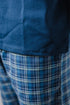 Men Winter Pajama Set Petroleum T-shirt + Blue shades x Black Checkered pant